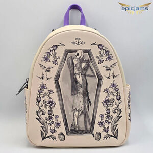 Loungefly Disney Nightmare Before Christmas Jack & Sally Coffin Mini Backpack